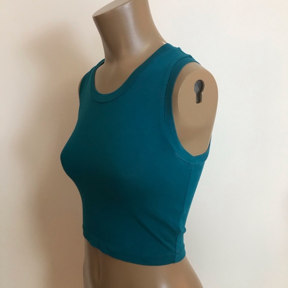 WILFRED FREE Teal TURQUOISE Cropped FITTED Tank T - Picture 2 of 4